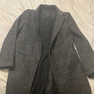 All Saints Black and Gray Plaid Blazer